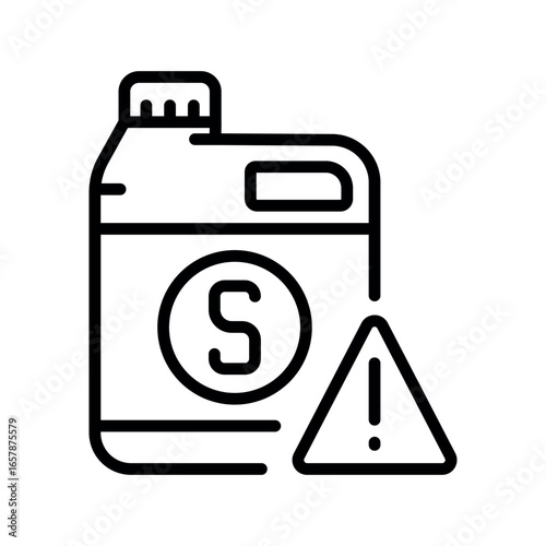 hazardous solvent black line icon for digital and print projects.