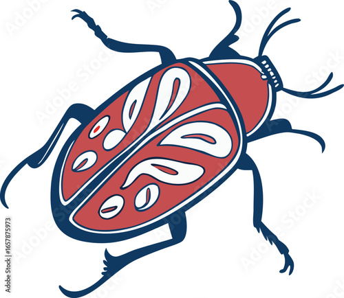 big size cow dung insect with silhouette vector colorful design
