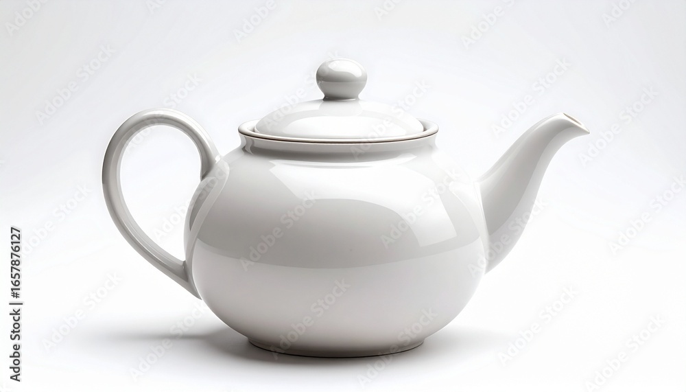 White ceramic teapot—rounded, elegant, and serene; a vessel of warmth, tradition, and the quiet ceremony of pause. White ceramic teapot—rounded, elegant, and serene; a vessel of warmth, tradition, and the quiet ceremony of pause.