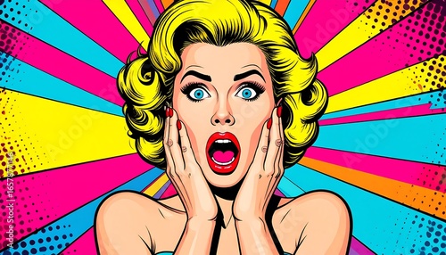 Woman shocked, comic style