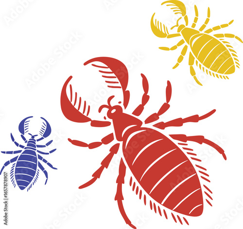 big size lice with silhouette vector colorful design
