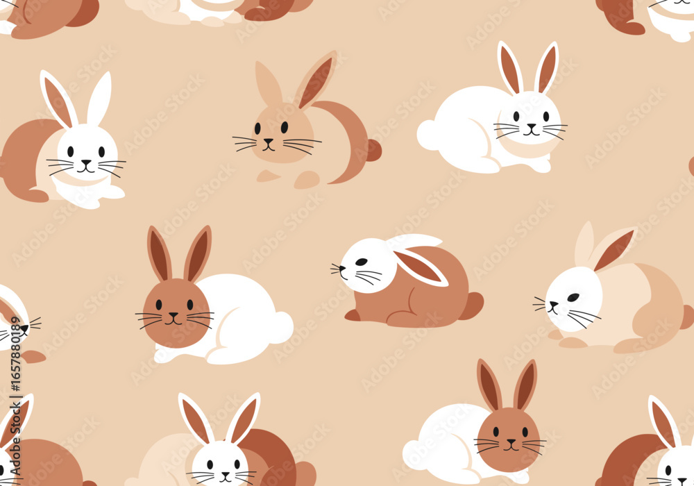 Fototapeta premium Cute and adorable bunnies repeating pattern for spring and easter celebrations