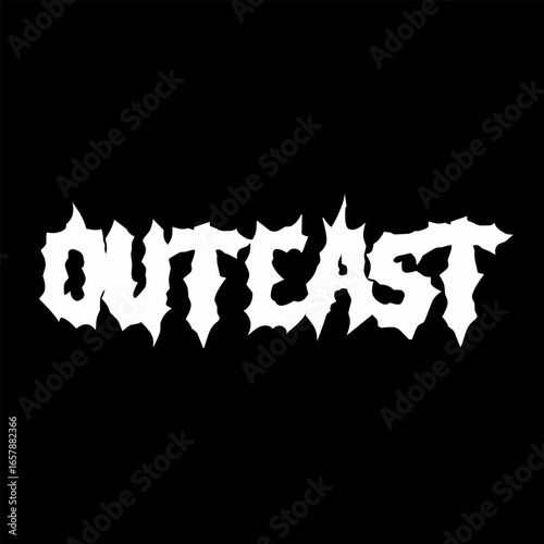 Outcast typography vector design. Bold lettering in sharp metal style, perfect for streetwear, band merch, and edgy graphic tees