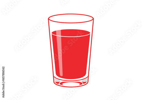 A glass of red juice shown on white background for use in graphic design
