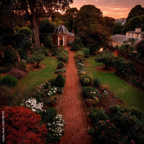 Wallpaper Mural Scenic garden path at dusk Torontodigital.ca