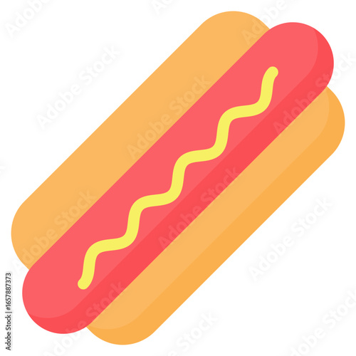 Hotdog icon in flat style, suitable for food, fast food and restaurant concept illustrations
