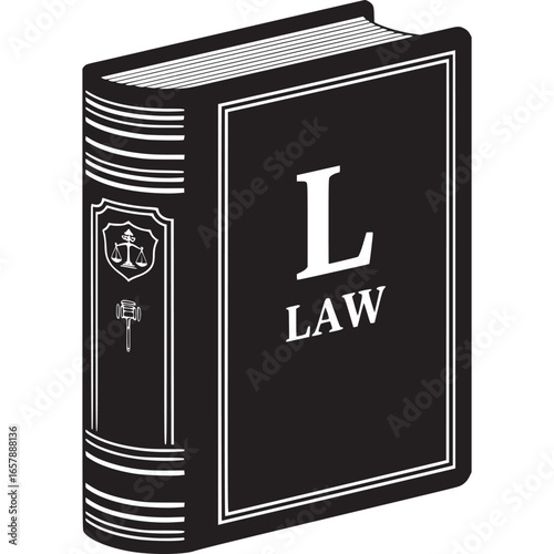 Law book illustration isolated on white background, symbolizing legal knowledge, justice system, and jurisprudence, perfect for legal education and reference materials