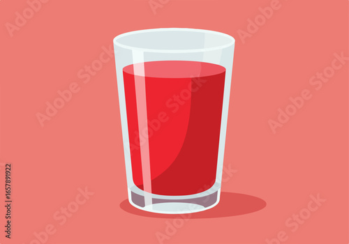 Glass of red juice on a red surface, illustration for nutrition blogs or recipes