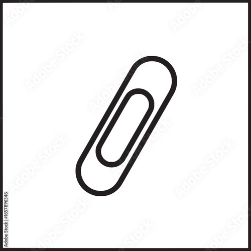Paperclip icon for office stationery, isolated on white background, representing organization, attachment, and business supplies in a minimalist and modern design