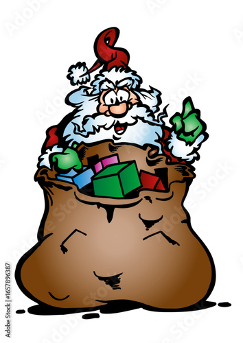 
Santa Claus (Father Christmas) with a heavy sack of gifts.