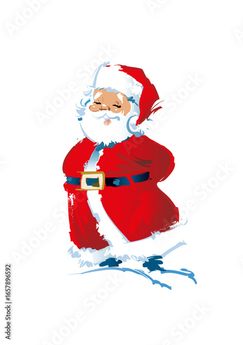 Santa Claus (Father Christmas) with a big white beard and dressed in red and white
