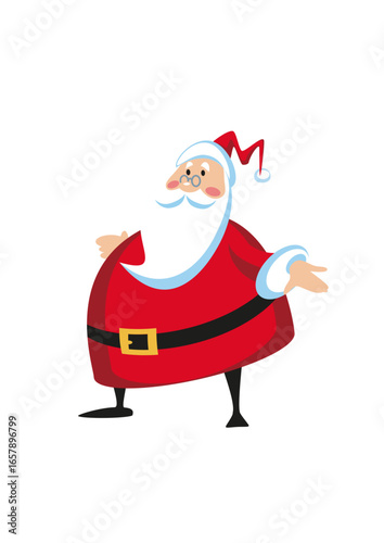 Santa Claus spreads his arms
