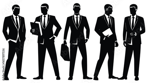 Businessmen standing in suits ties formal wear