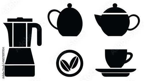 Coffee brewing pots cup beans espresso moka pot