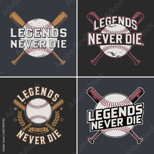 Photography Retro vintage baseball emblem with crossed bats ball and bold typography for spo
