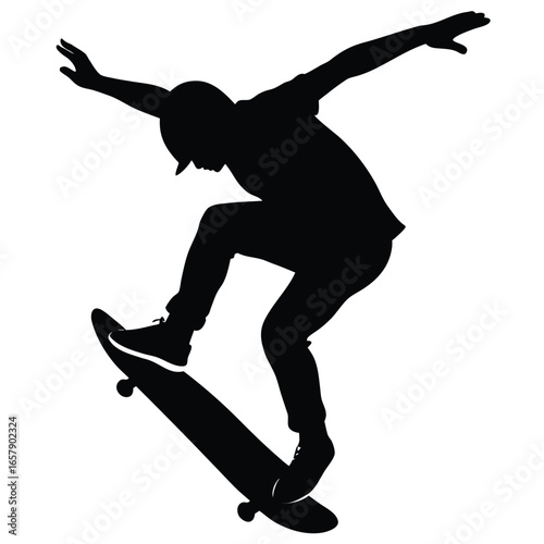 Skateboarder performing aerial trick silhouette black