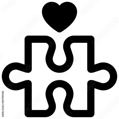 Autism. Outlined stroke vector icon with black-filled details.