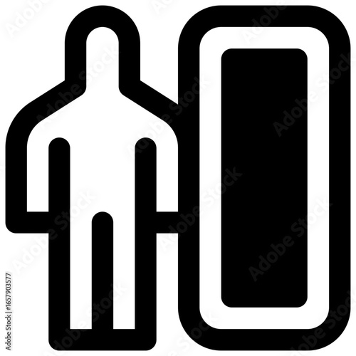 Body image. Outlined stroke vector icon with black-filled details.