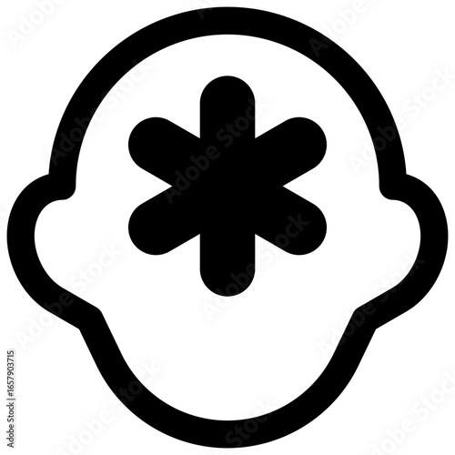 Mental health. Outlined stroke vector icon with black-filled details.