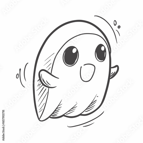 Delightful ghostly doodle for Halloween projects, a charming and playful illustration, perfect for spooky season designs and captivating children's book art, a fun and whimsical character design