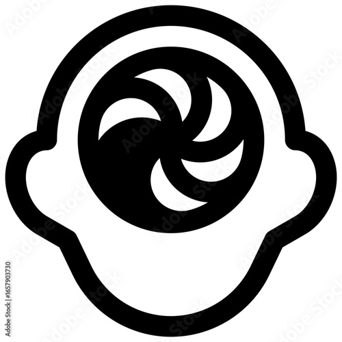 OCD. Outlined stroke vector icon with black-filled details.