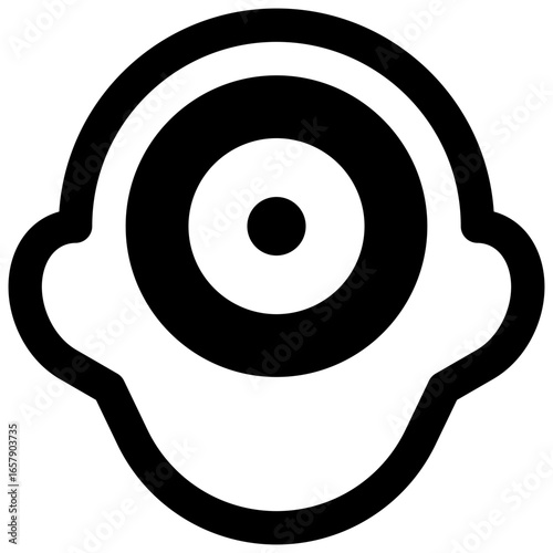 Obsessive thoughts. Outlined stroke vector icon with black-filled details.