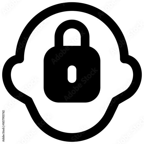 Secret. Outlined stroke vector icon with black-filled details.