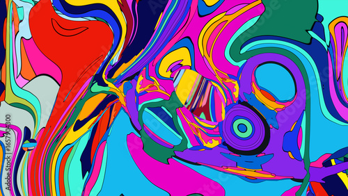 Colorful abstract psychedelic fluid background for music festival