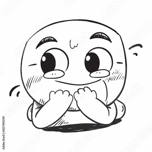 Adorable cartoon character radiating joy and anticipation, delightful illustration perfect for expressing happiness, excitement and playful emotions, charming design for children's content