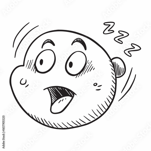 Cartoon face expressing surprise, shock, or disbelief, perfect for illustrating emotions and reactions in playful designs or humorous content