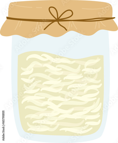 Sauerkraut in a glass jar