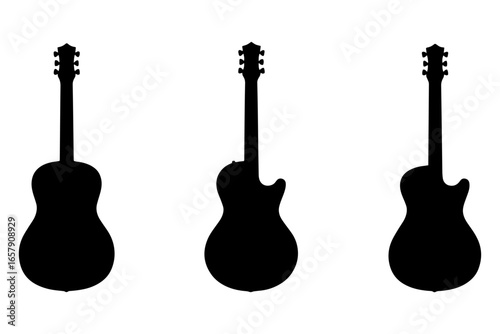guitar silhouettes, each representing different acoustic and electric models