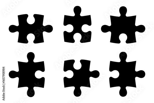 Black puzzle pieces silhouette representing problem-solving and connection