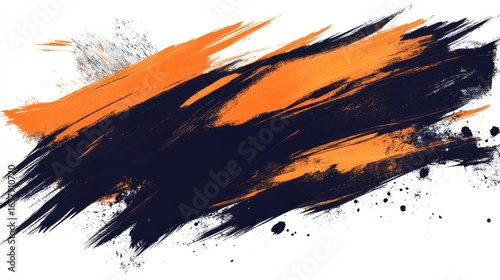 Vibrant Abstract Brush Strokes in Orange and Navy Blue Shades