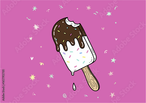 A delicious chocolate dipped ice cream stick