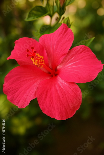Red hibiscus flower close up