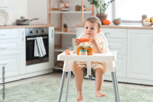 Cute little baby with jars ...