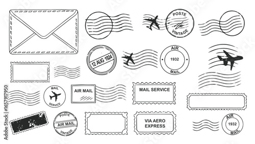 Postage Stamps & Postmark Set