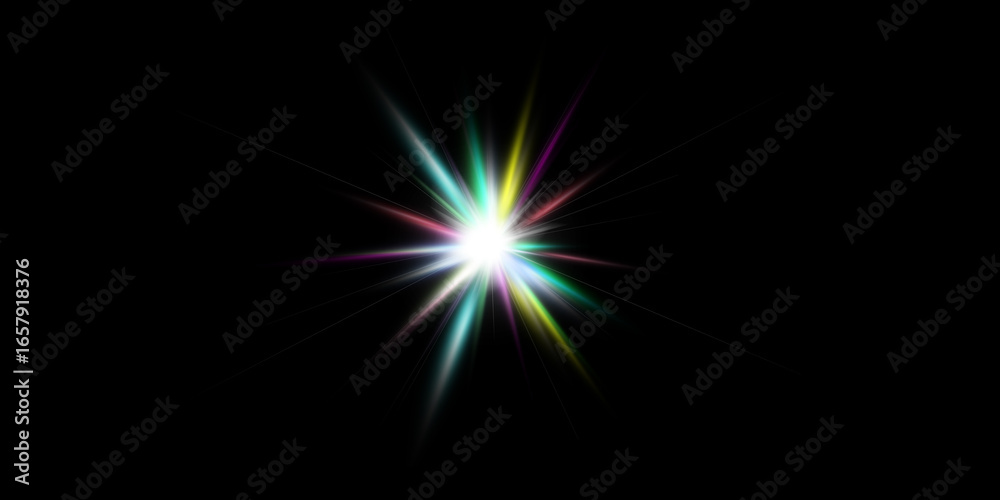 Obraz premium A vibrant burst of colorful light against a dark backdrop.