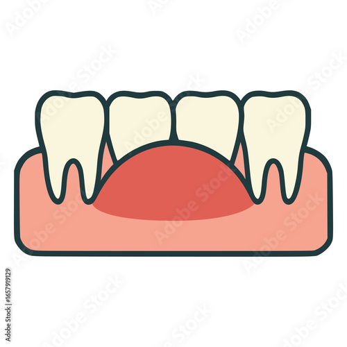 swollen gum pain flat color vector illustration template design