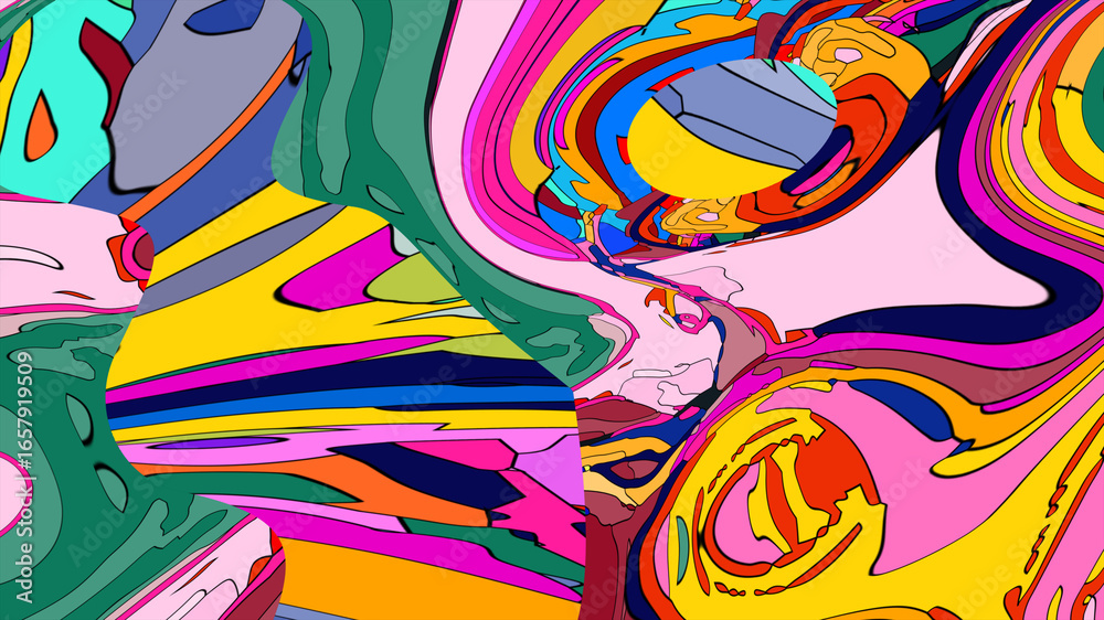 Naklejka premium Colorful, abstract, fluid, and geometric background for a music festival