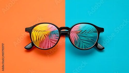 Sunglasses summer fashion tropical leaves reflection eyewear style vacation accessory trendy design