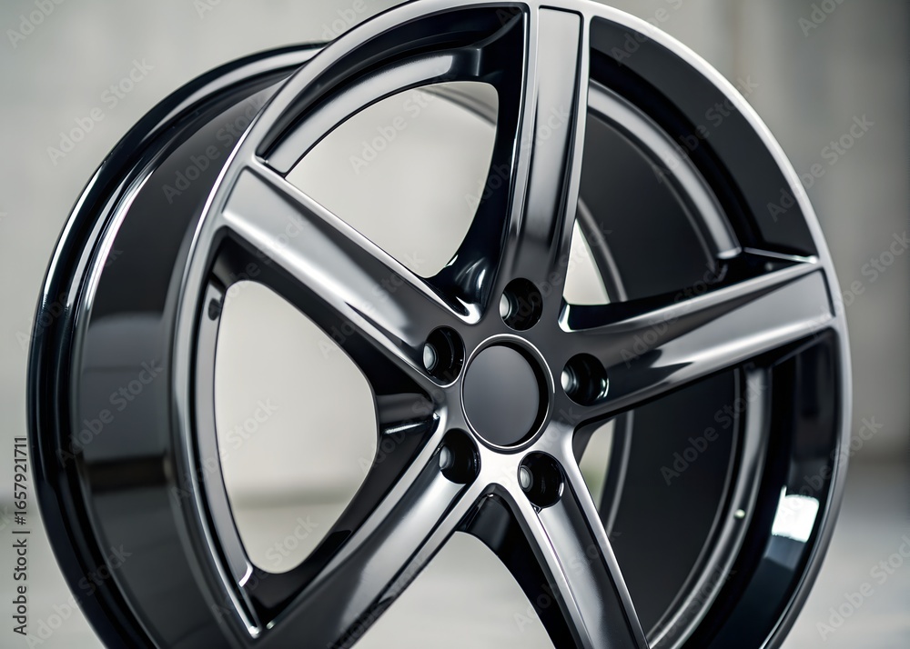 Fototapeta premium ceramic protective coating applied on the car rim ensures a high gloss finish and long lasting durability for premium wheel care. macro shot close up.