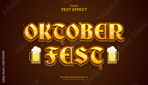 decorative golden oktoberfest festival editable text effect