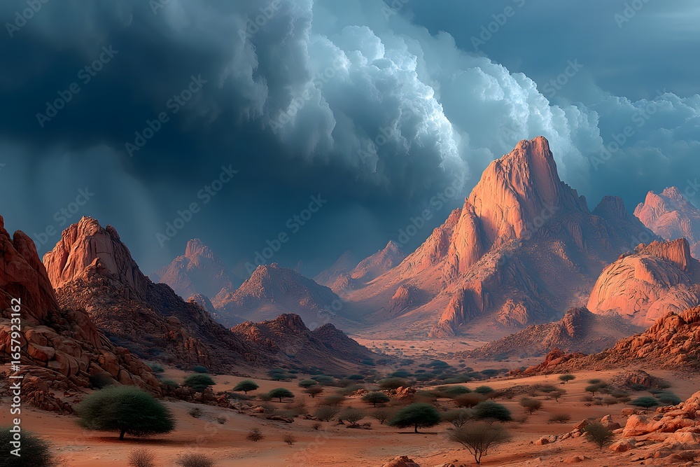 Fototapeta premium Colorado River runs through the magnificent canyon, creating a beautiful sunset panorama of the rocky desert landscape 