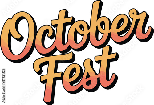 October Fest lettering with smooth gradient colors and shadow text typography
