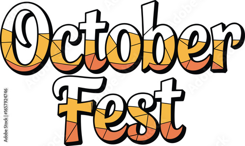 October Fest text with candy corn design on white background halloween fall