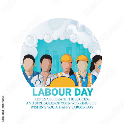 Labor Day Poster,illustration sketch With A Group Of People Of Different Occupations With abstract Background 