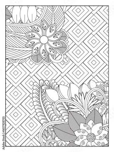 Pattern Flower coloring pages for adults 
