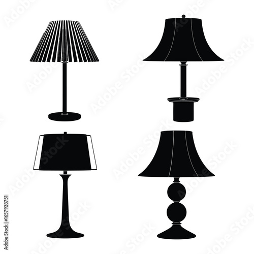 Vector art of elegant table lamps a collection of modern and vintage designs for home decor, perfect for interior design projects and lighting illustrations